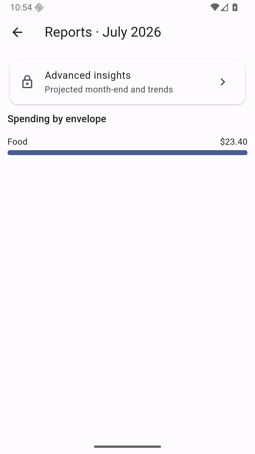 Spending reports screen